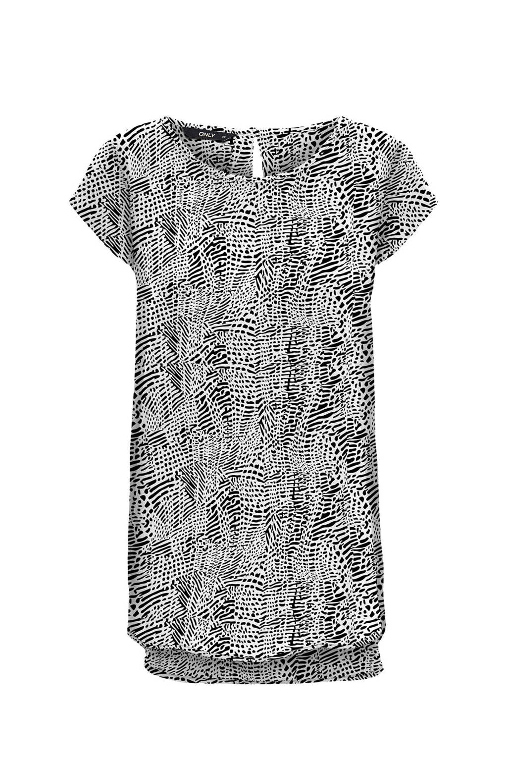 ONLY top met all over print zwart/wit, Zwart/wit