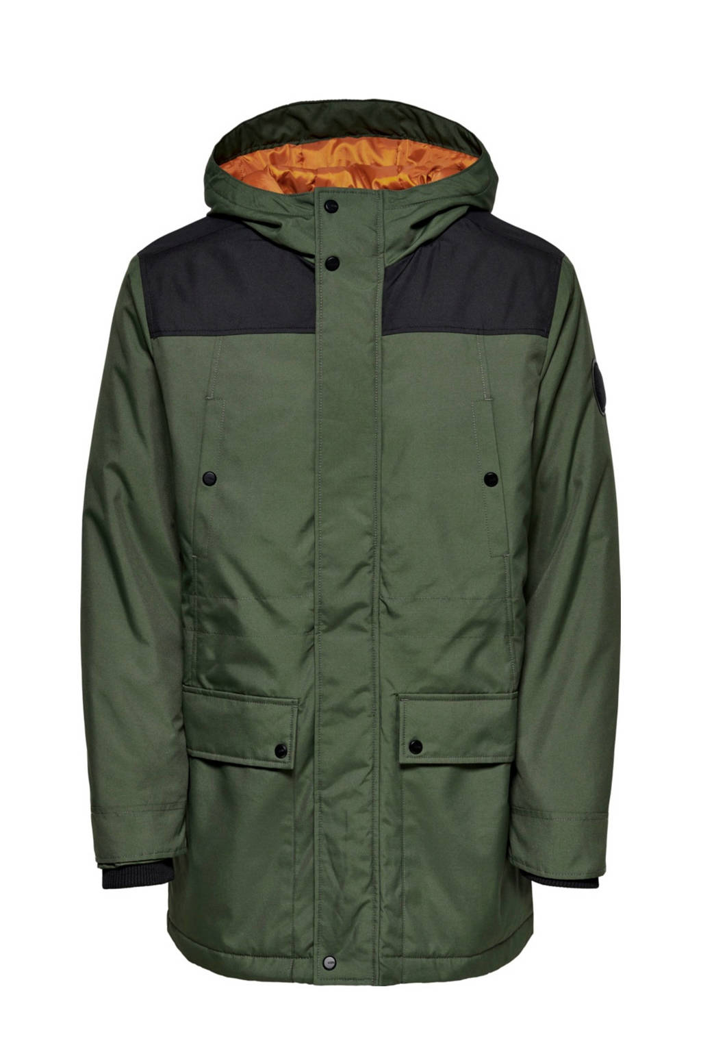 ONLY & SONS parka kaki/zwart, Kaki/zwart