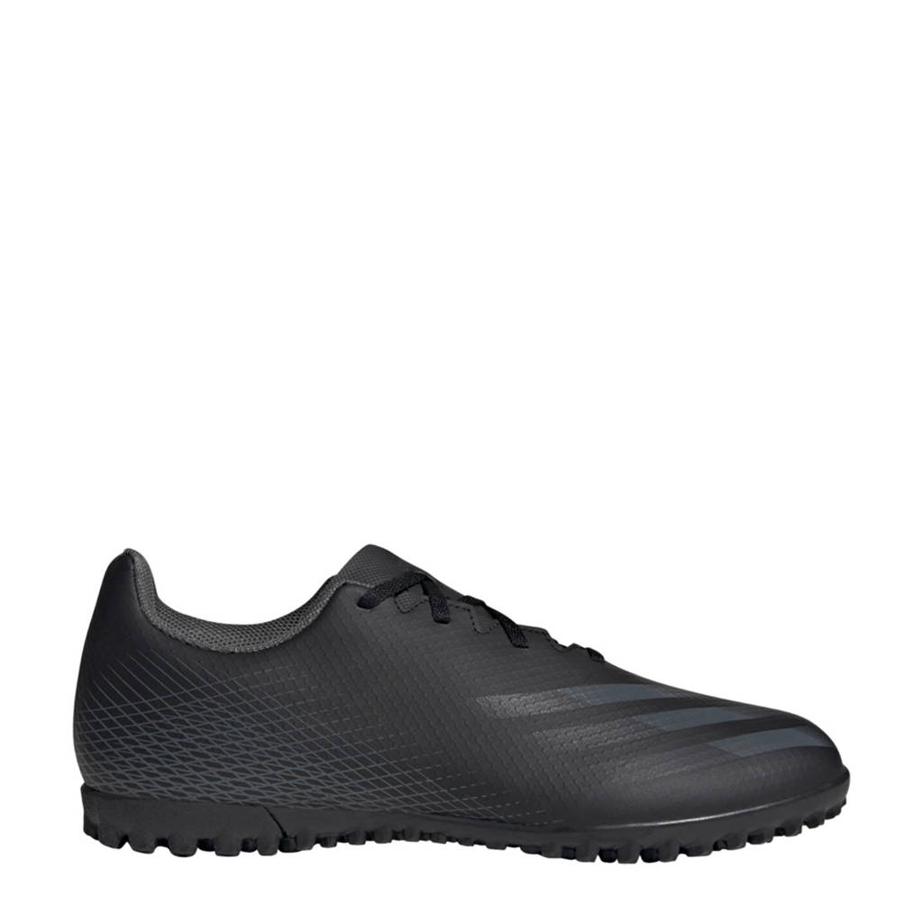 Zwart en grijze heren adidas Performance X Ghosted.4 .4 TF voetbalschoenen van imitatieleer met veters