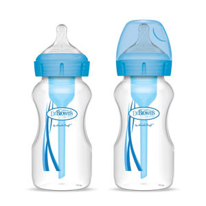Wehkamp Dr. Brown's Options + Brede Halsfles 270 ml duopack blauw aanbieding