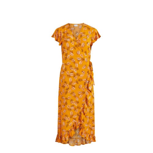 VILA maxi jurk met all over print oranje VILA maxi jurk met all over print oranje