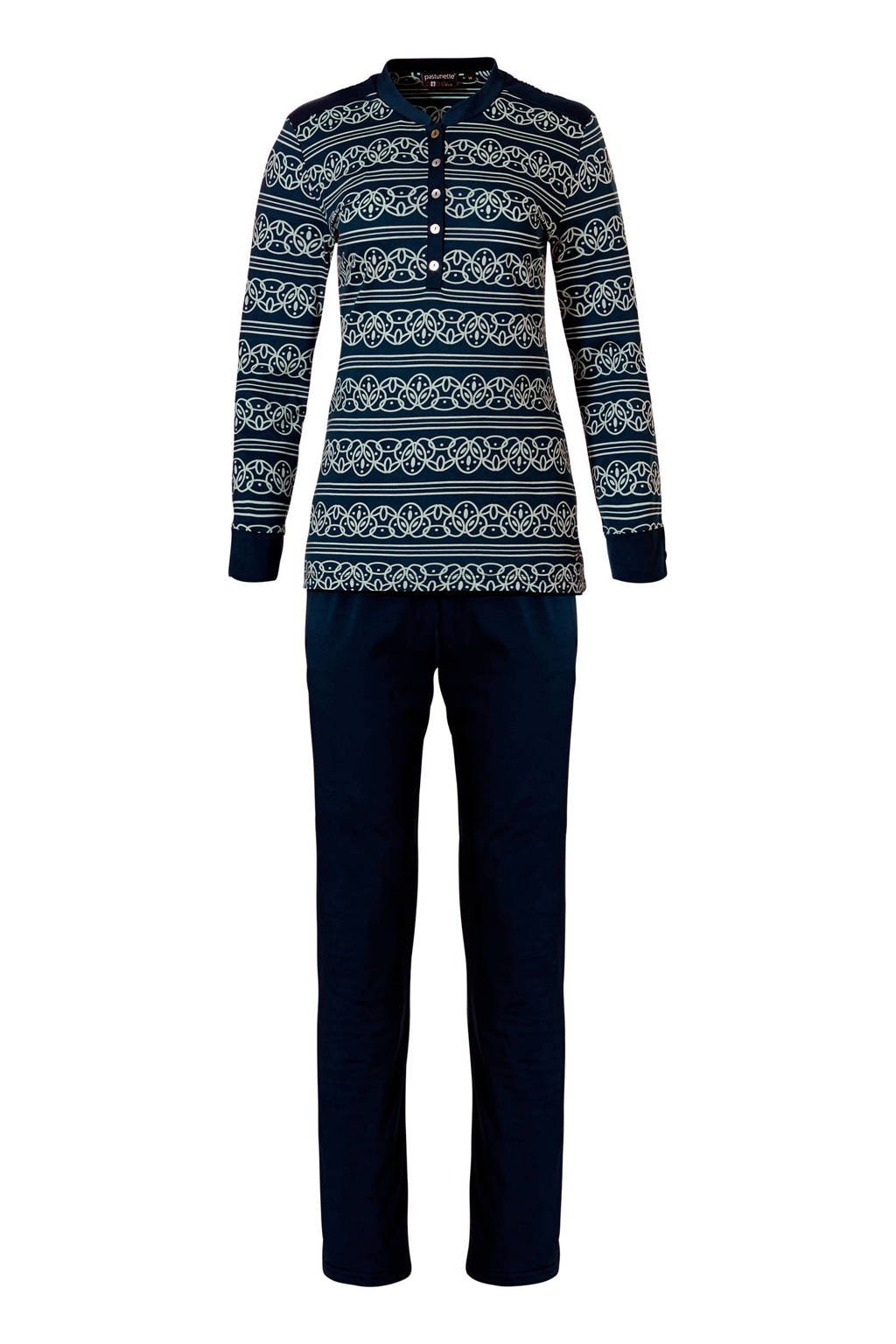 Pastunette Deluxe pyjama met all over print donkerblauw, Donkerblauw