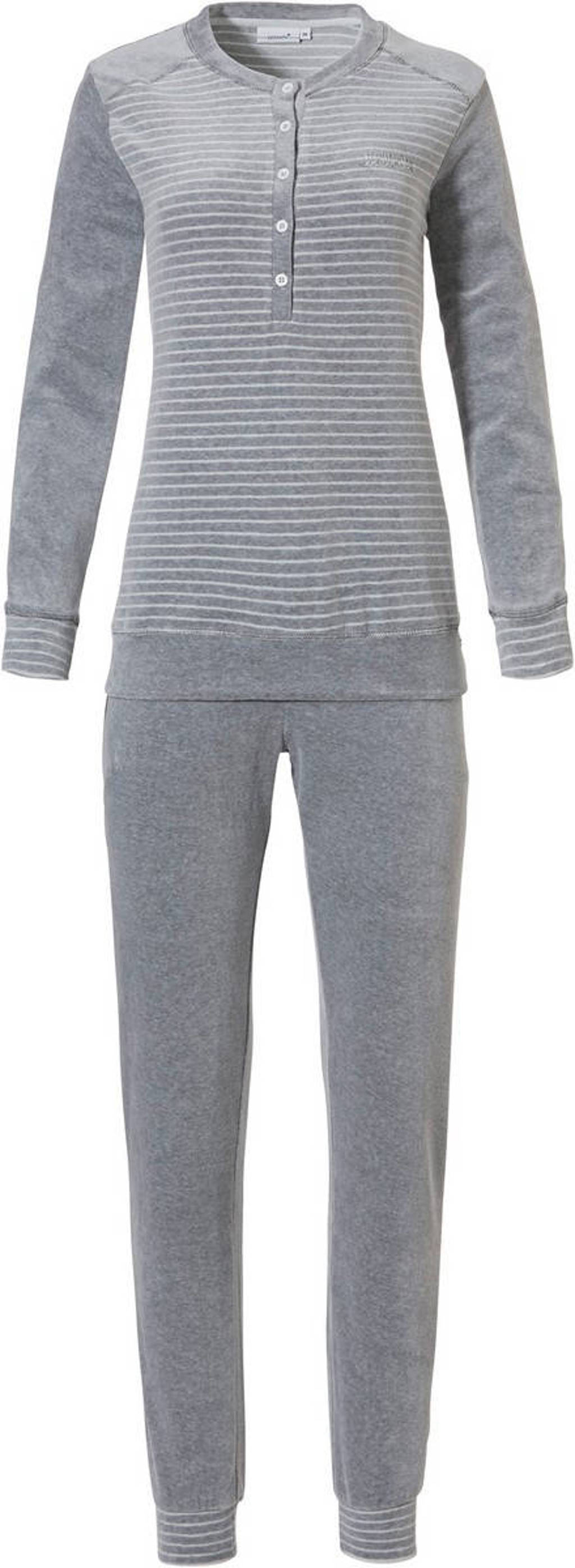 Pastunette gestreepte badstof pyjama grijs, Grijs