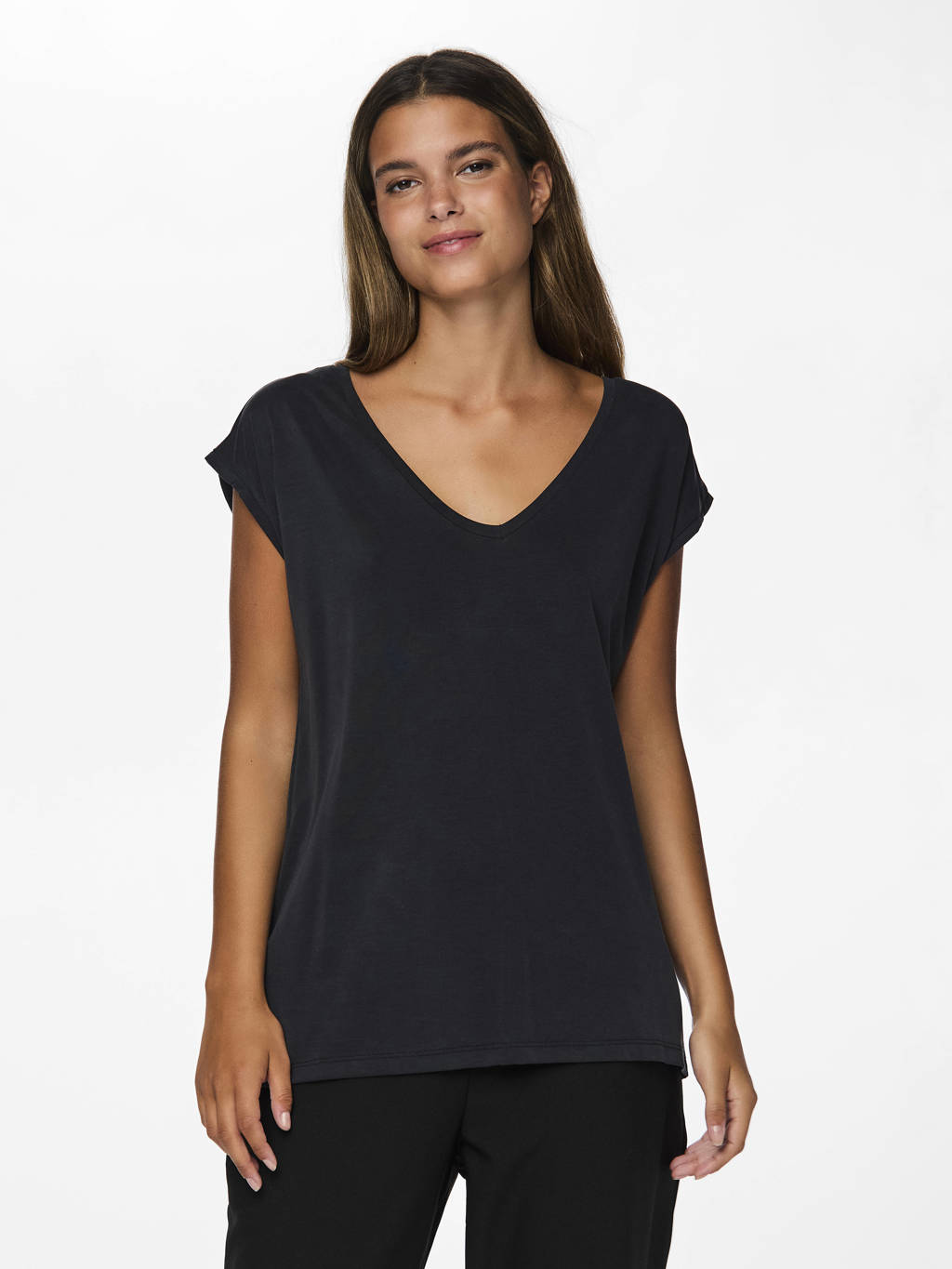 PIECES T-Shirt Base In Cotone Morbido Con Scollo A V Per Donna – Basic Girocollo Maniche Corte