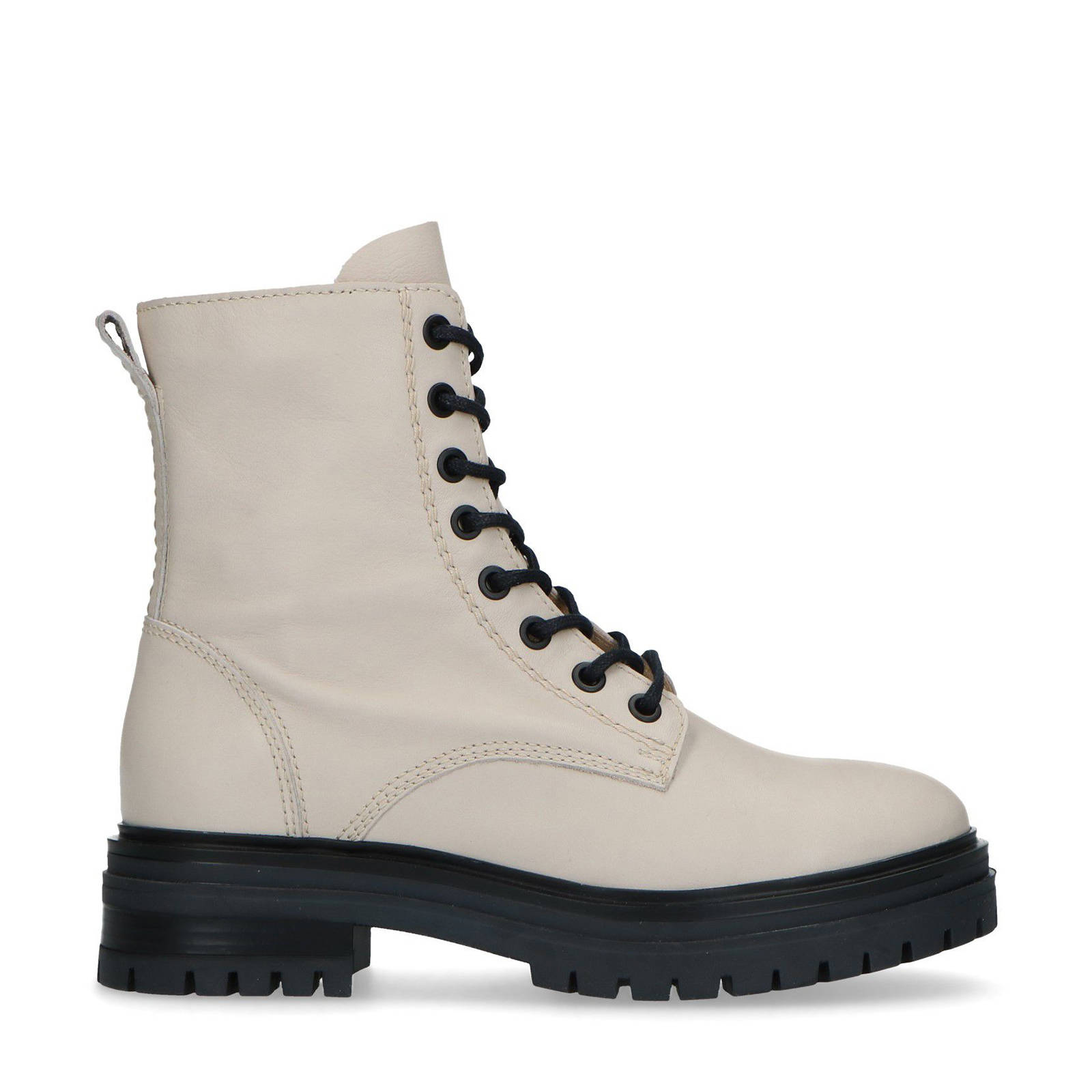 Manfield leren veterboots beige | wehkamp