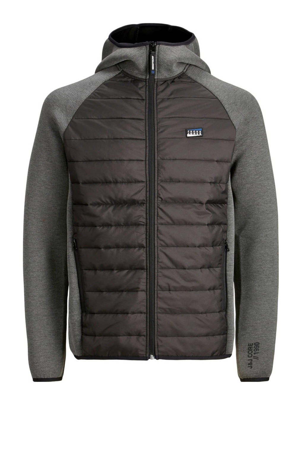 JACK & JONES PLUS SIZE winterjas zwart/grijs, Zwart/grijs