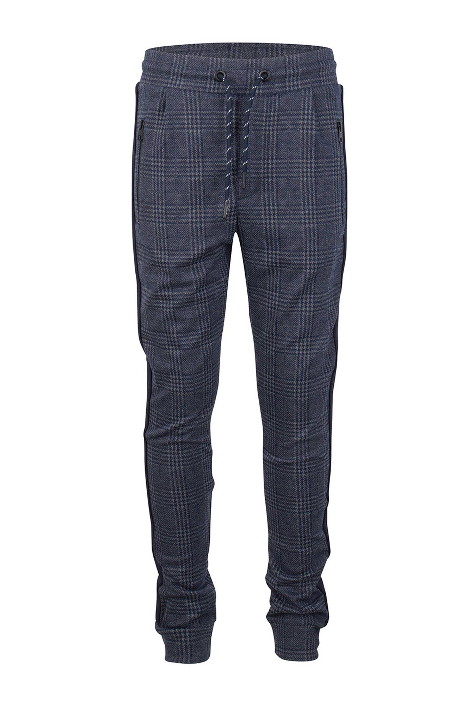 Indian Blue Jeans geruite skinny broek met zijstreep donkerblauw | wehkamp