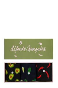 Alfredo Gonzales giftbox sokken - set van 3 met foodprint, Blauw/multi