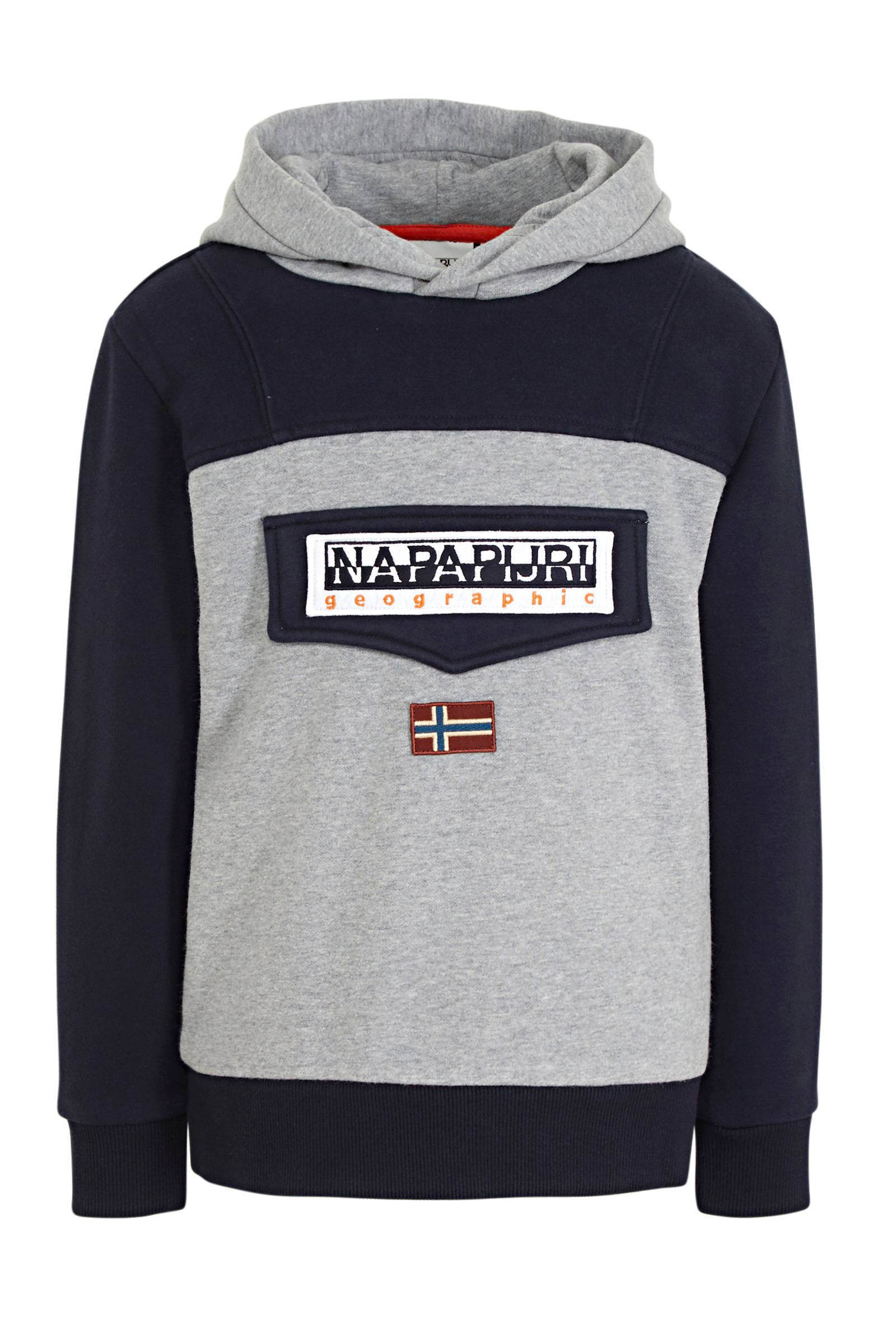 Napapijri hoodie Burgee grijs melangedonkerblauw | wehkamp Napapijri hoodie Burgee met logo donkerblauw | wehkamp