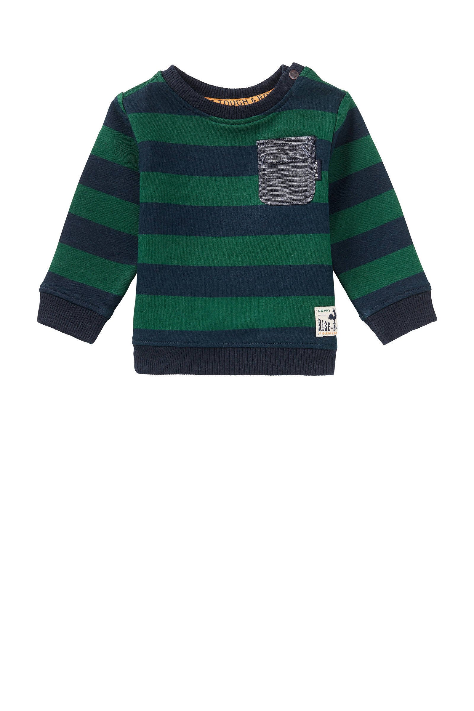 Noppies baby gestreepte sweater Oviston donkerblauwgroen Gestreepte blauw grijze sweater baby jongen van Noppies