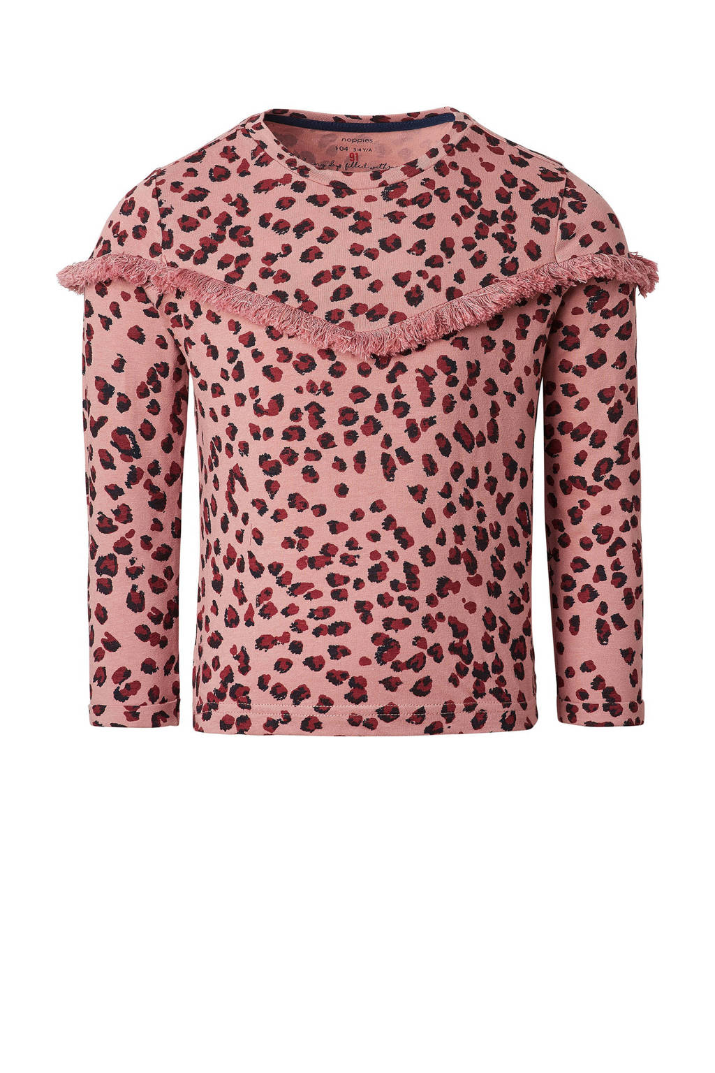 Noppies longsleeve Meloding met biologisch katoen roze/donkerrood, Roze/donkerrood