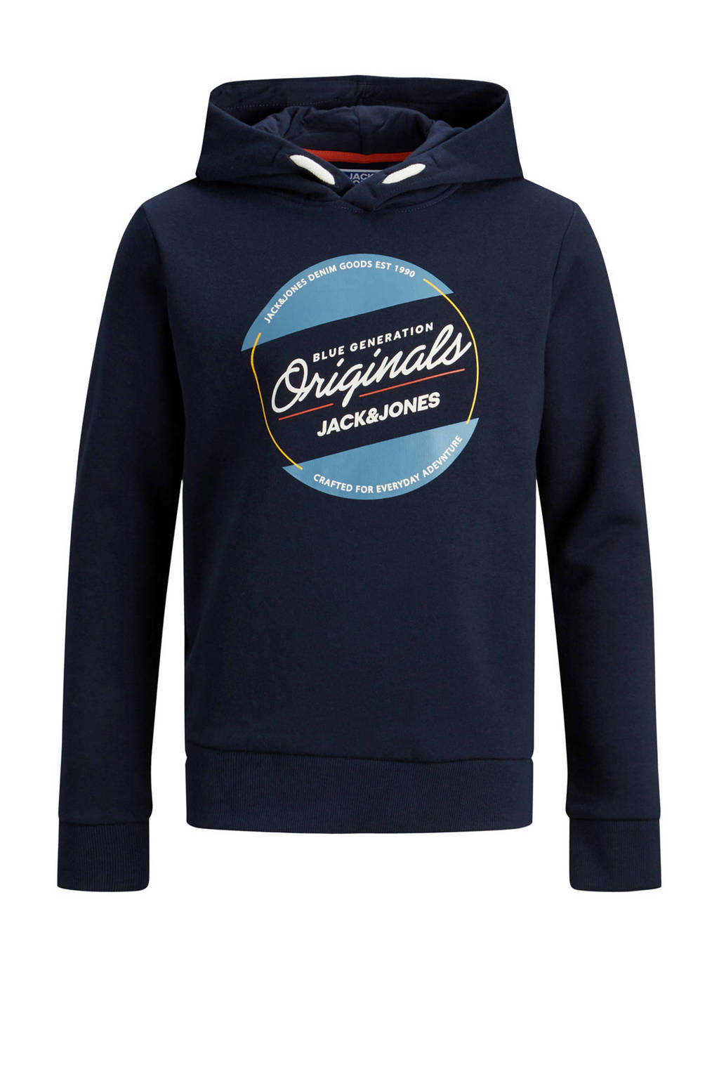 JACK & JONES JUNIOR hoodie Tonni met printopdruk donkerblauw, Donkerblauw