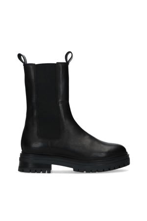 hoge leren chelsea boots zwart