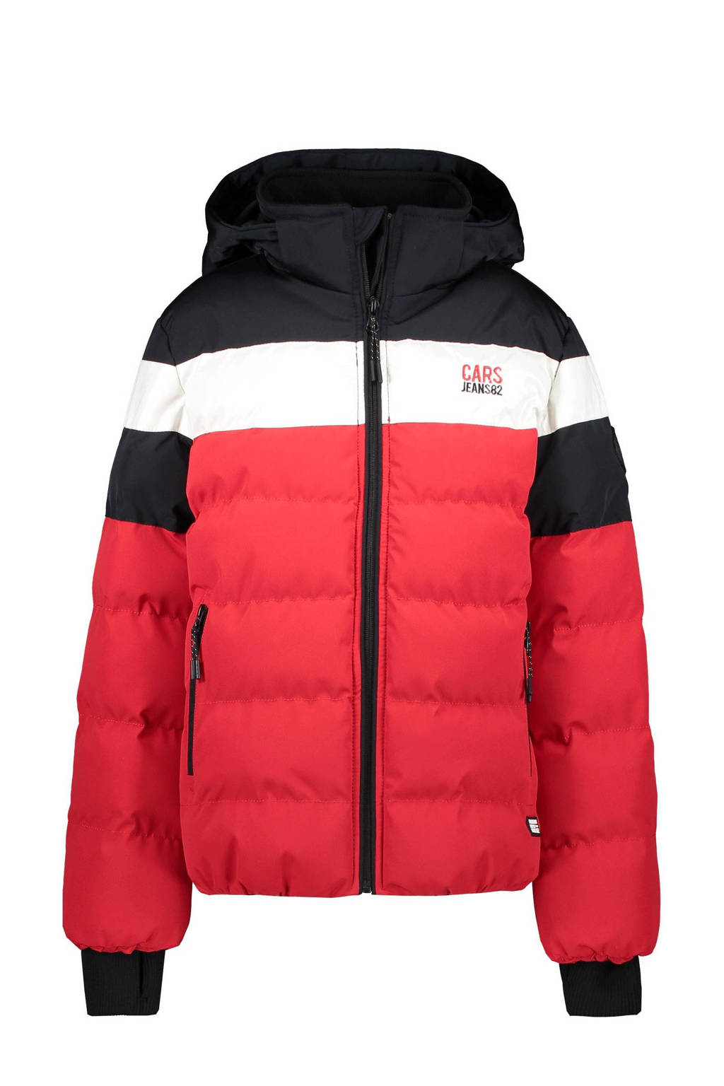 Cars gewatteerde winterjas Granby rood/zwart/wit, Rood/zwart/wit