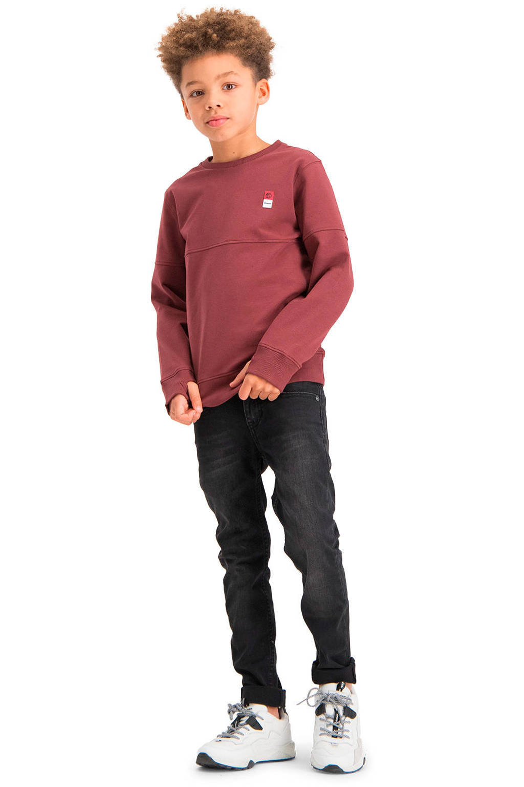 Donkerrode jongens Vingino Essentials sweater katoen met lange mouwen en ronde hals
