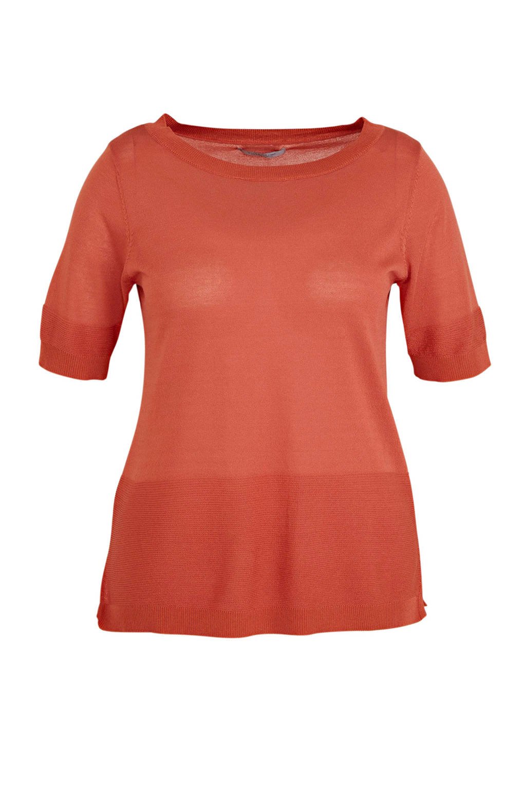 Violeta by Mango fijngebreide trui met textuur oranje, Oranje