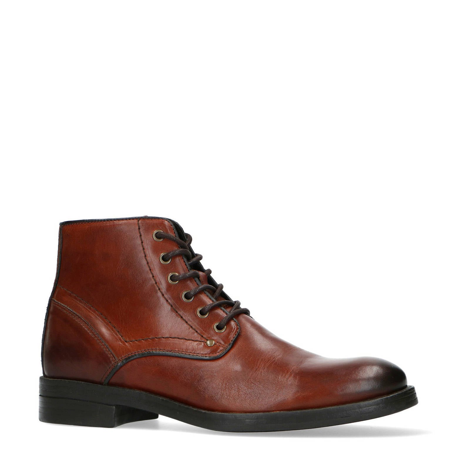 Manfield leren veterboots bruin | wehkamp