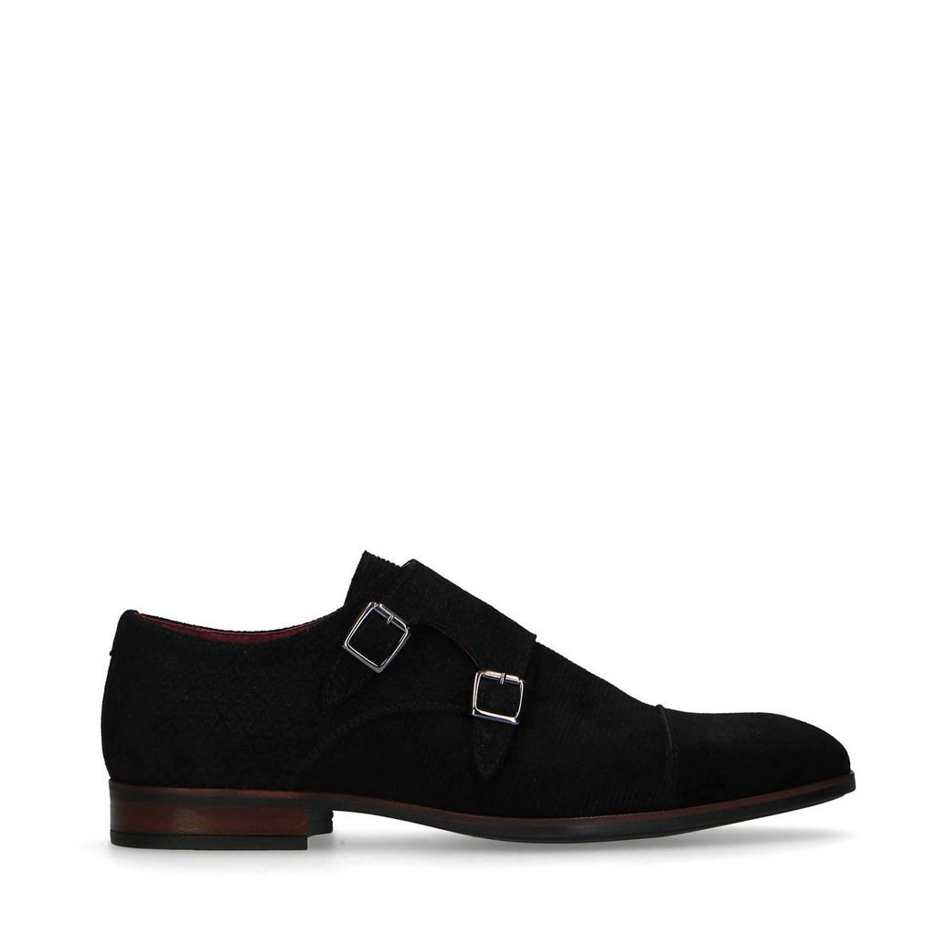 Zwarte heren Manfield suède gespschoenen