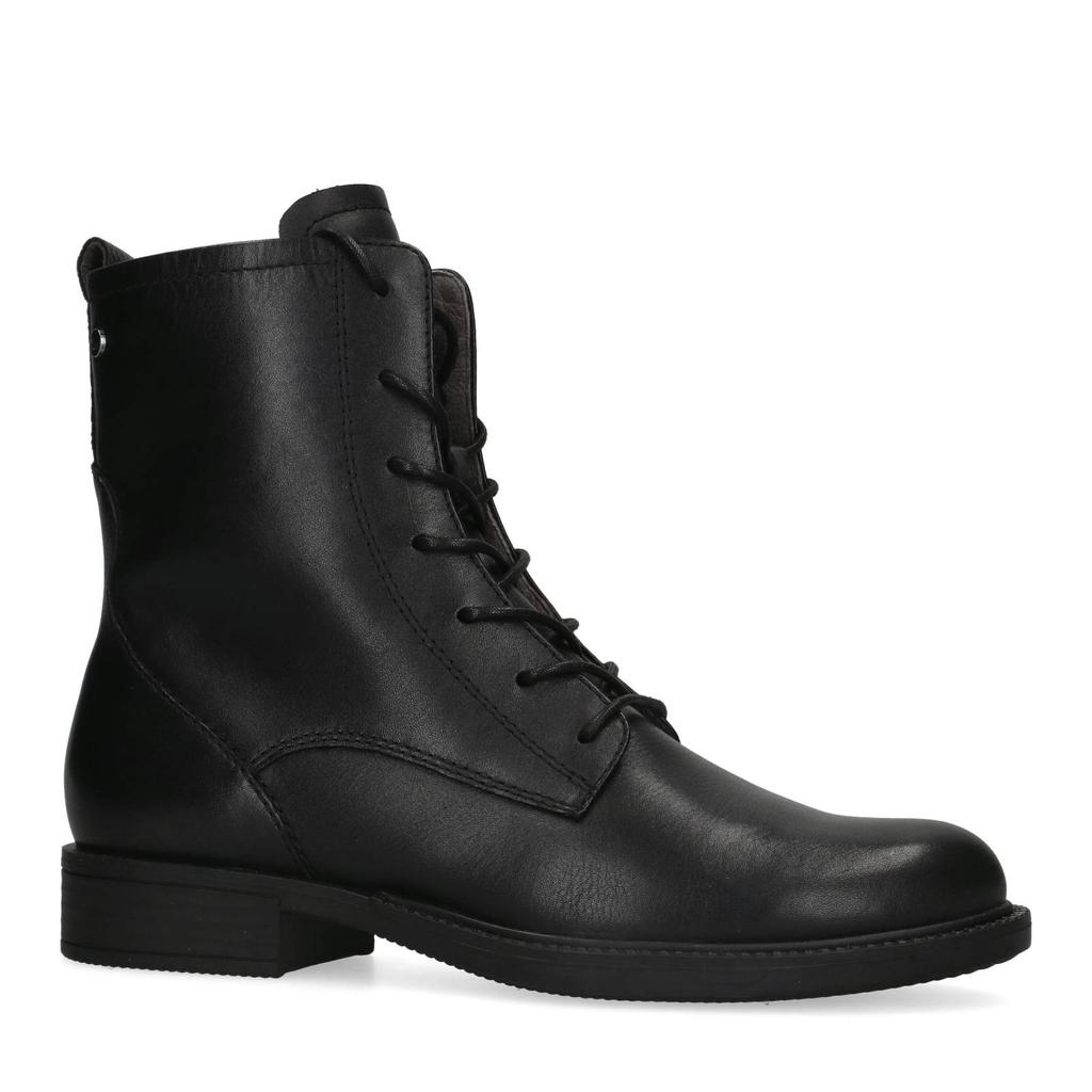 Zwarte dames No Stress leren veterboots met rits- en vetersluiting