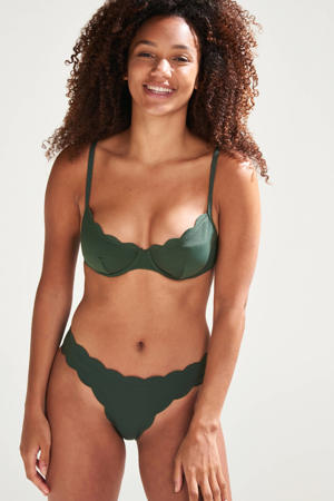 bikinibroekje Scallop Glam met schulprand donkergroen