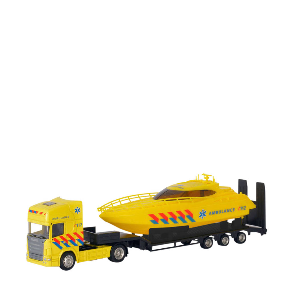 Polesie Die-cast vrachtwagen met boot - Ambulance