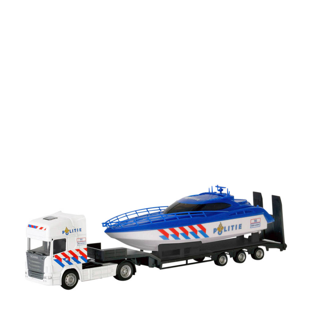 Polesie Die-cast vrachtwagen met boot - Politie