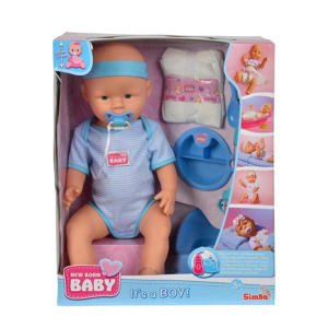New Born Baby babypop blauw 43 cm