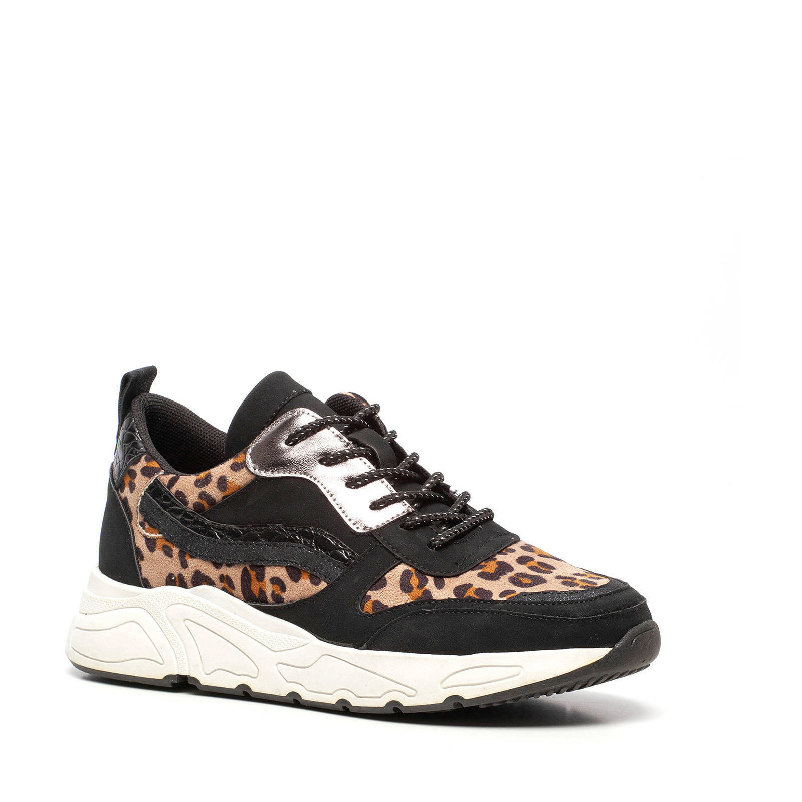 Scapino Blue Box dad sneakers zwart panterprint