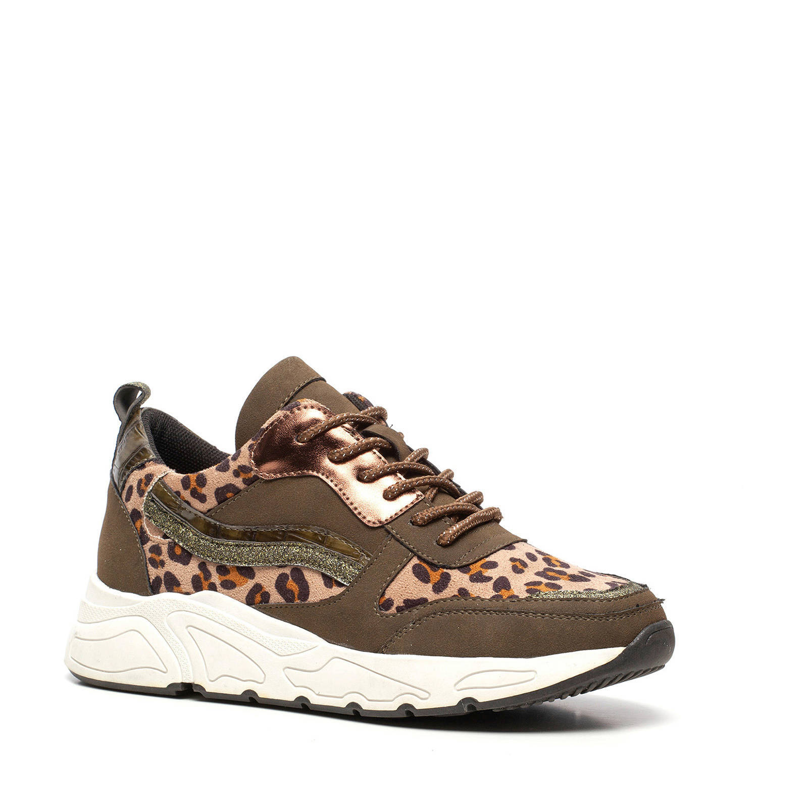 Scapino Blue Box dad sneakers groen/panterprint | wehkamp