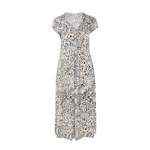 Paprika maxi jurk met all over print en plooien wit zwart beige Paprika maxi jurk met all over print en plooien wit zwart beige