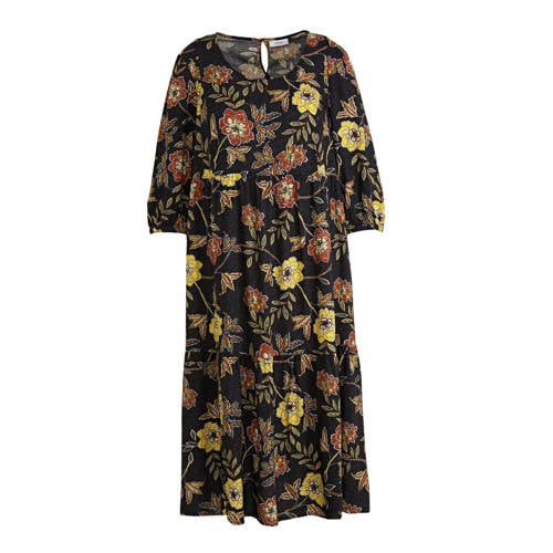 C A XL Yessica jurk met all over print zwart C A XL Yessica jurk met all over print zwart