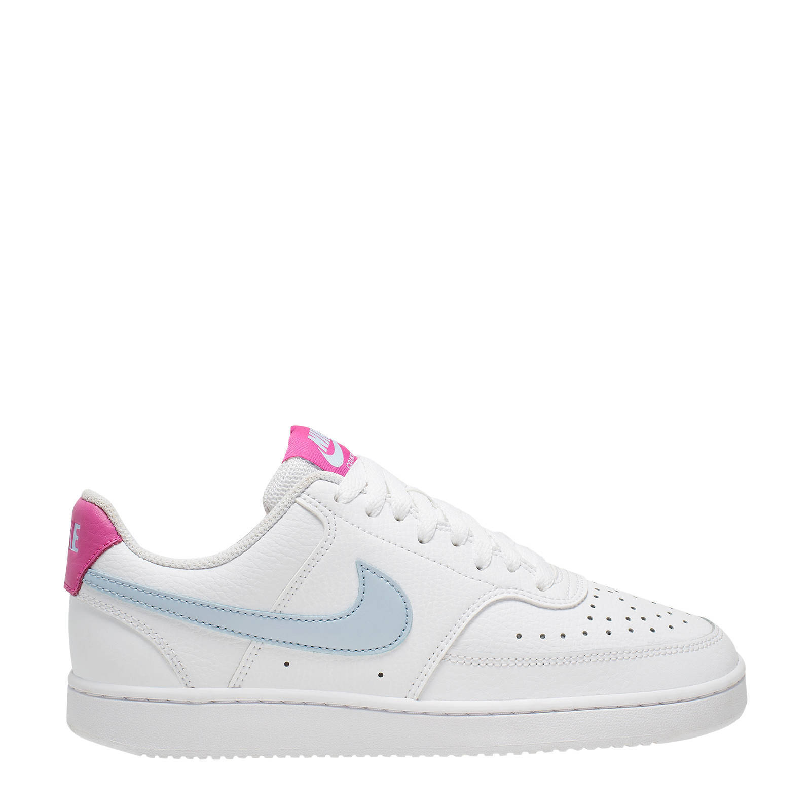 Nike Court Vision Low leren sneakers wit/blauw/roze | wehkamp