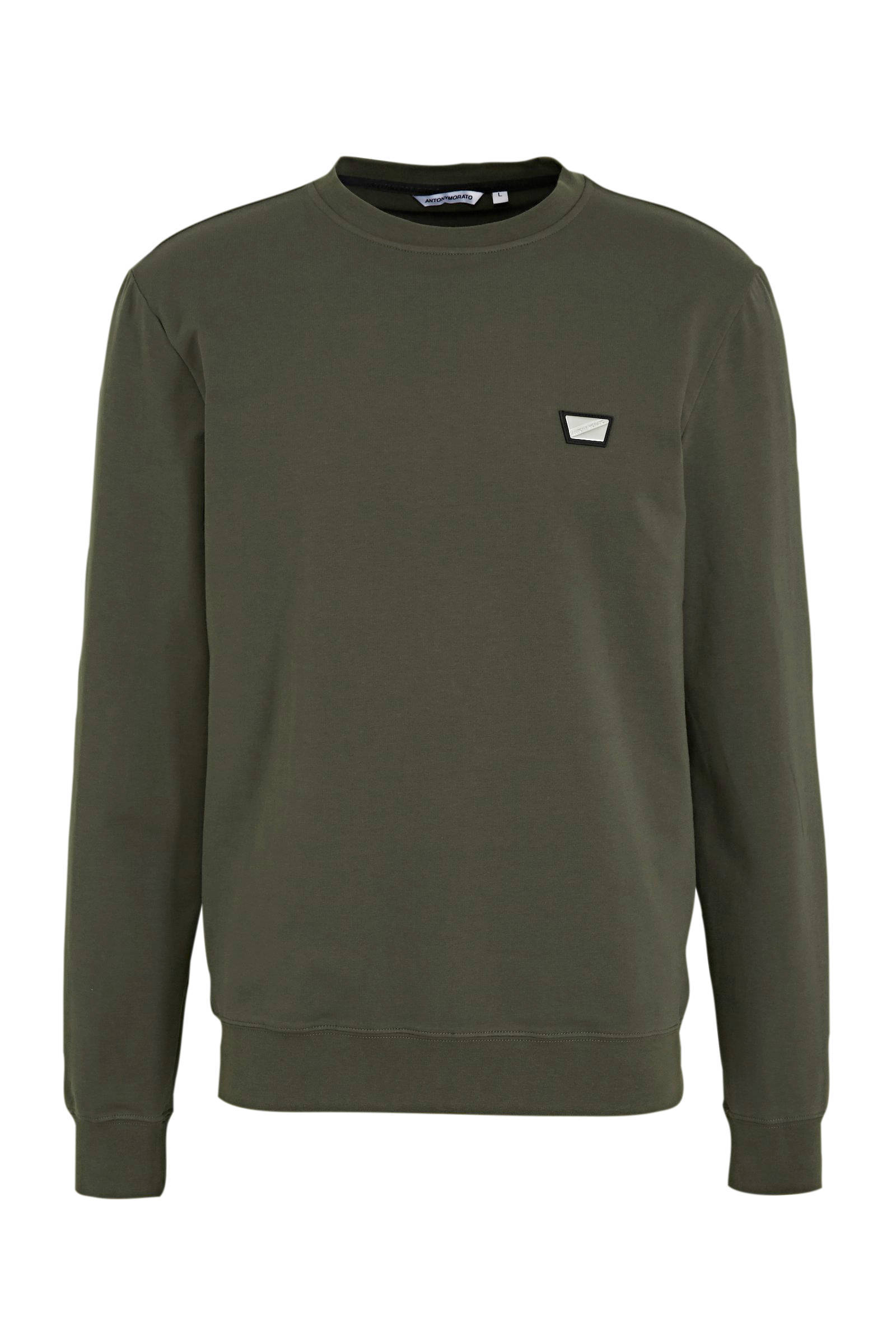 Antony Morato sweater met logo kaki online kopen