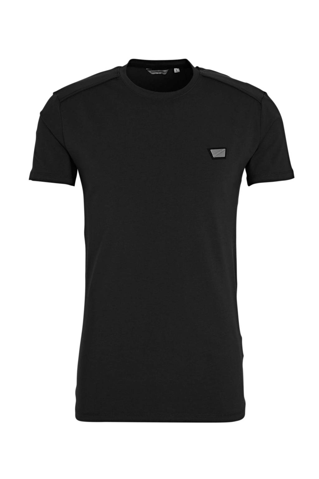 Zwarte heren Antony Morato -shirt met korte mouwen en ronde hals