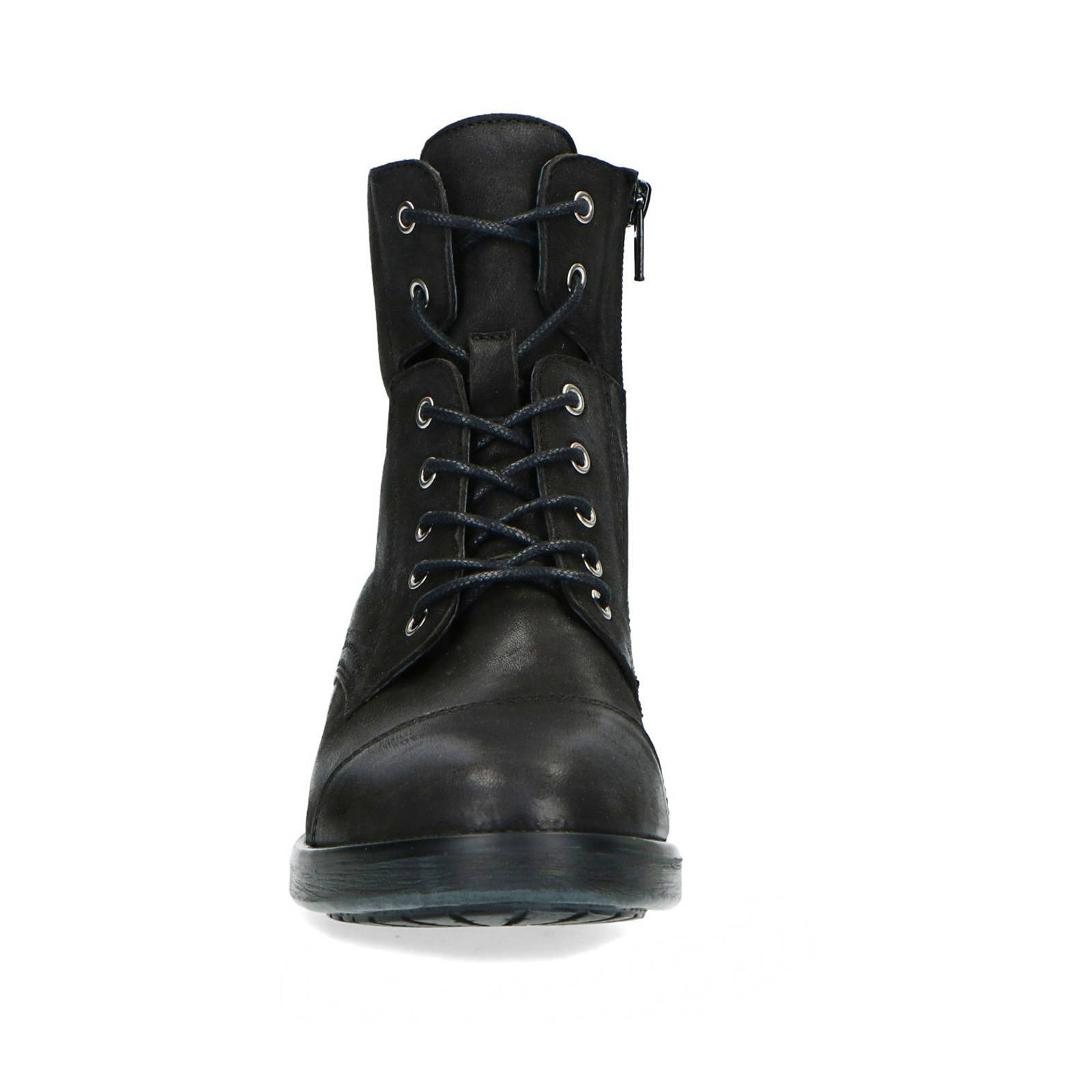 Zwarte leren veterboots met rits - Herenschoenen – SACHA