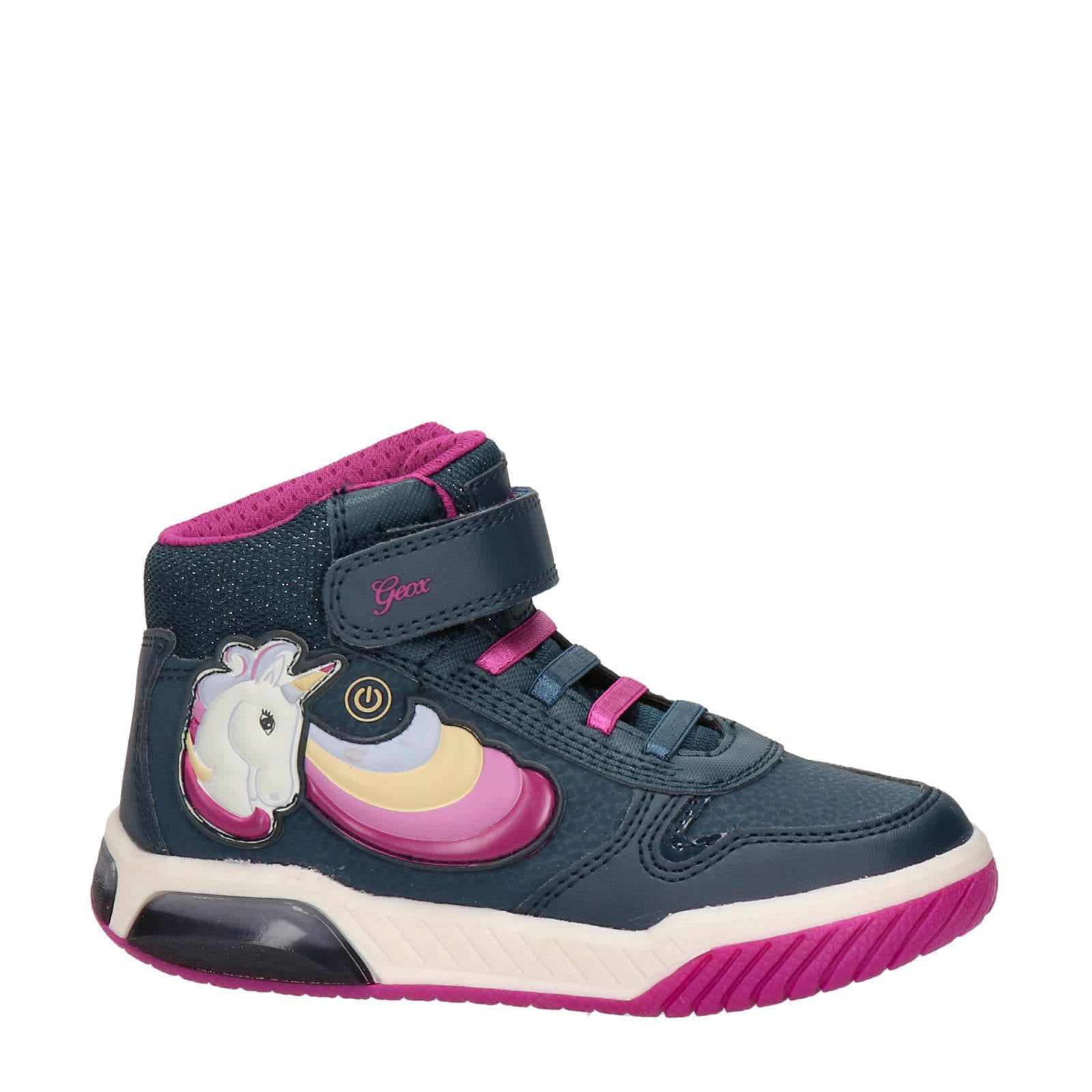 Geox Inek hoge sneakers met lichtjes blauw/roze | wehkamp