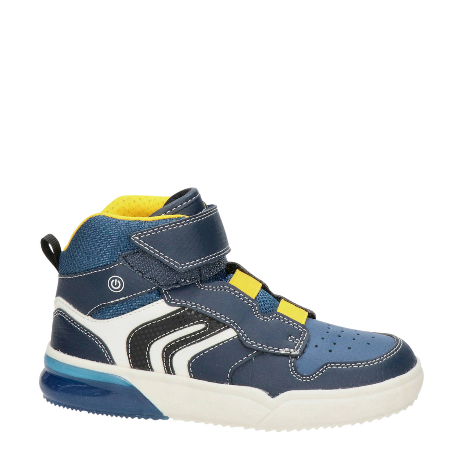 Geox Grayjay hoge sneakers met lichtjes donkerblauw/geel | wehkamp