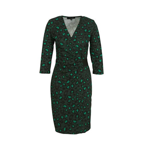 anytime wikkel look jurk panterprint groen anytime wikkel look jurk panterprint groen