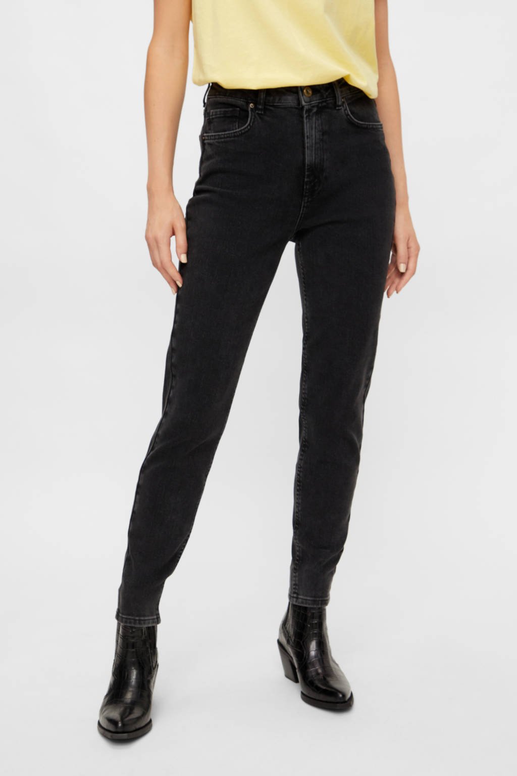 Zwarte dames PIECES high waist slim fit jeans black van stretchdenim 