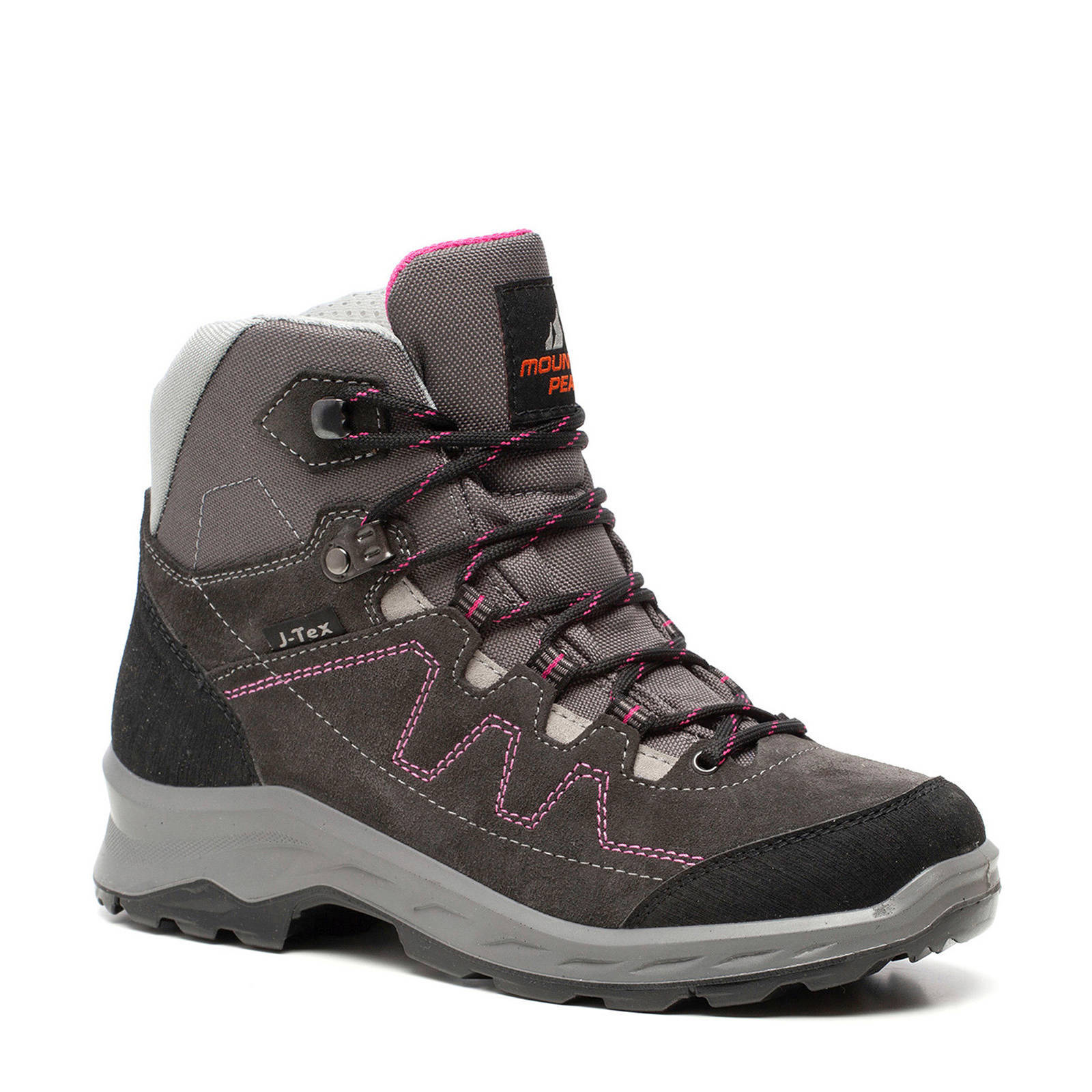 Scapino Mountain Peak leren wandelschoenen grijs roze wehkamp