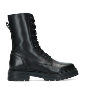 leren veterboots zwart