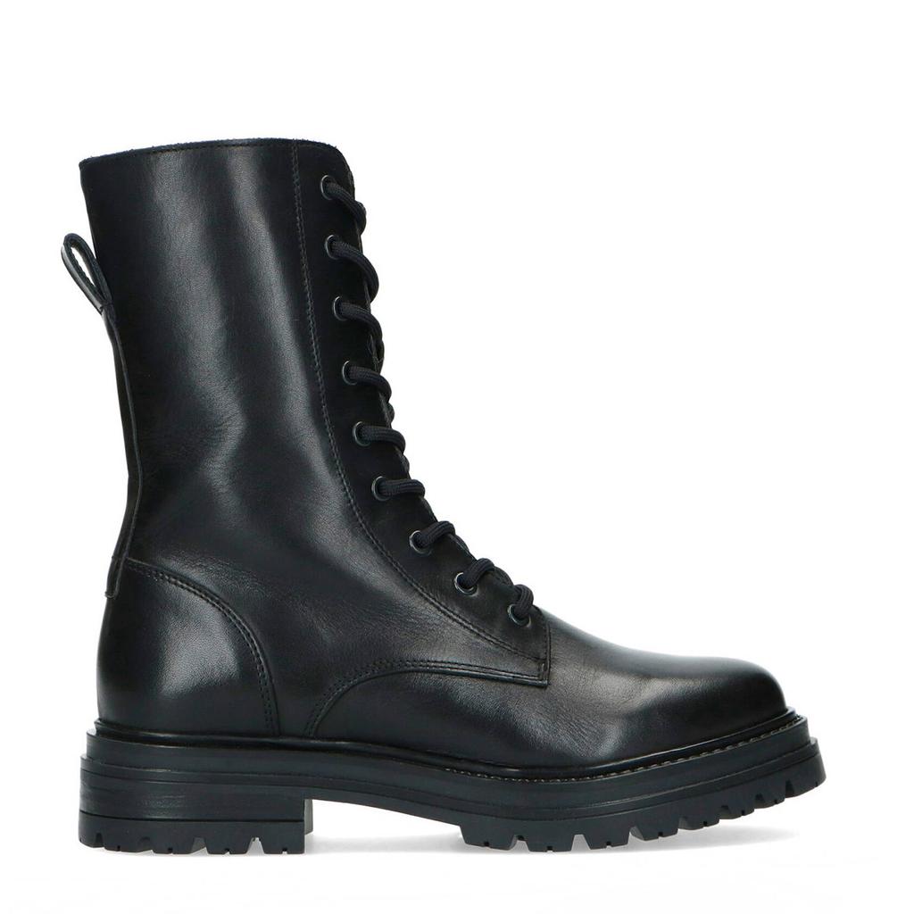 Zwarte dames Manfield leren veterboots met rits- en vetersluiting