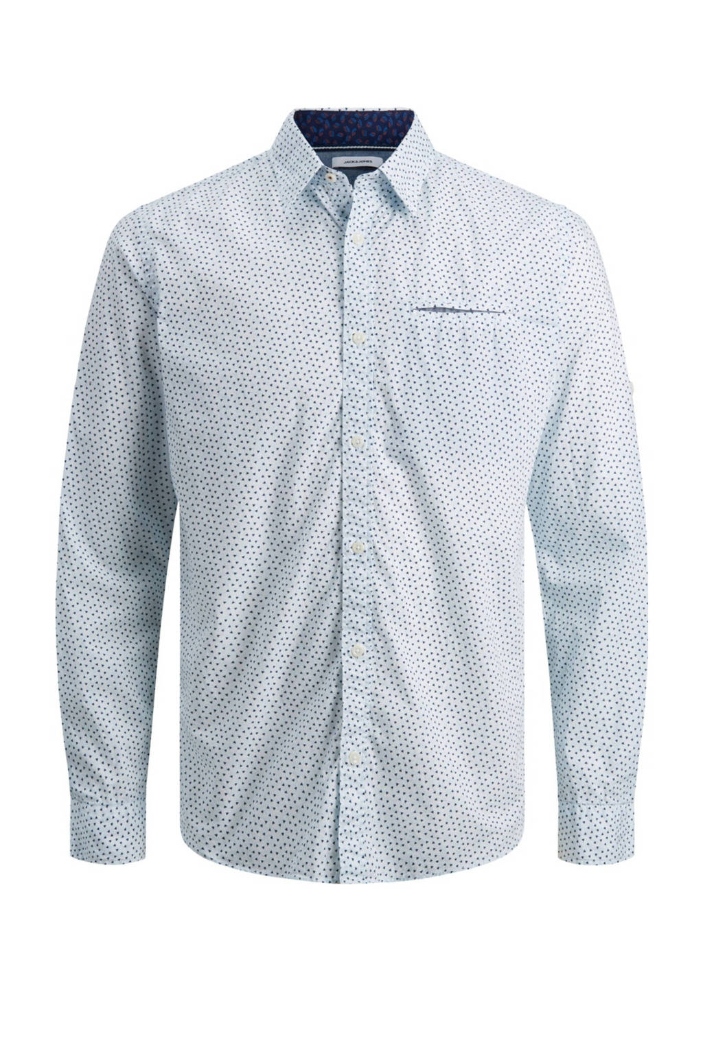 JACK & JONES regular fit overhemd Matthew met all over print lichtblauw, Lichtblauw