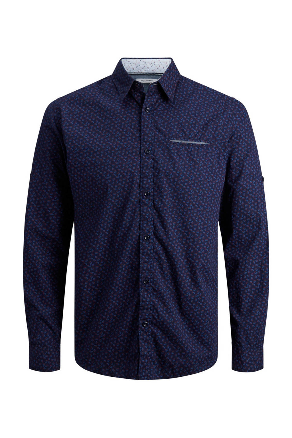 JACK & JONES regular fit overhemd Matthew met all over print marine, Donkerblauw