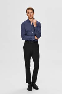 SELECTED HOMME slim fit overhemd met all over print donkerblauw
