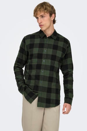 geruit slim fit overhemd ONSGUDMUND groen