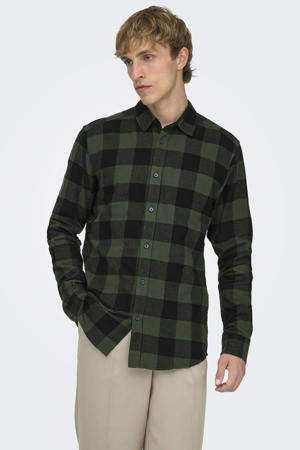 geruit slim fit overhemd ONSGUDMUND groen