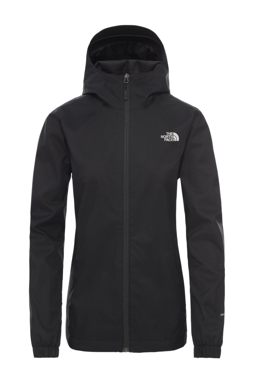 Zwarte dames The North Face jack Quest van polyester met logo dessin, lange mouwen, capuchon en ritssluiting