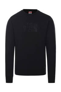 Zwarte heren The North Face sweater Drew Peak van duurzaam katoen met logo dessin, lange mouwen, ronde hals en geribde boorden