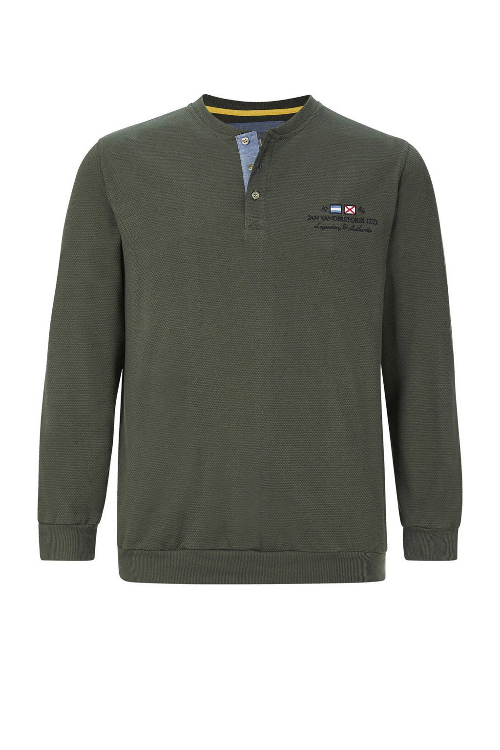 Jan Vanderstorm longsleeve Viljar met textuur olijfgroen, Olijfgroen